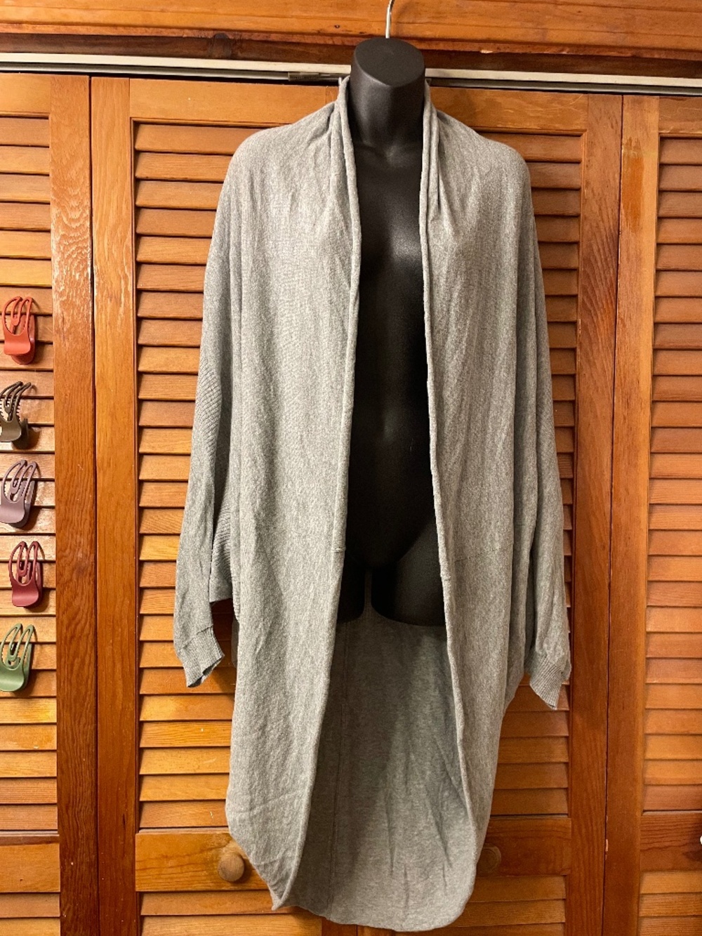 Volcom gray, oversize shawl collar, open front cardigan